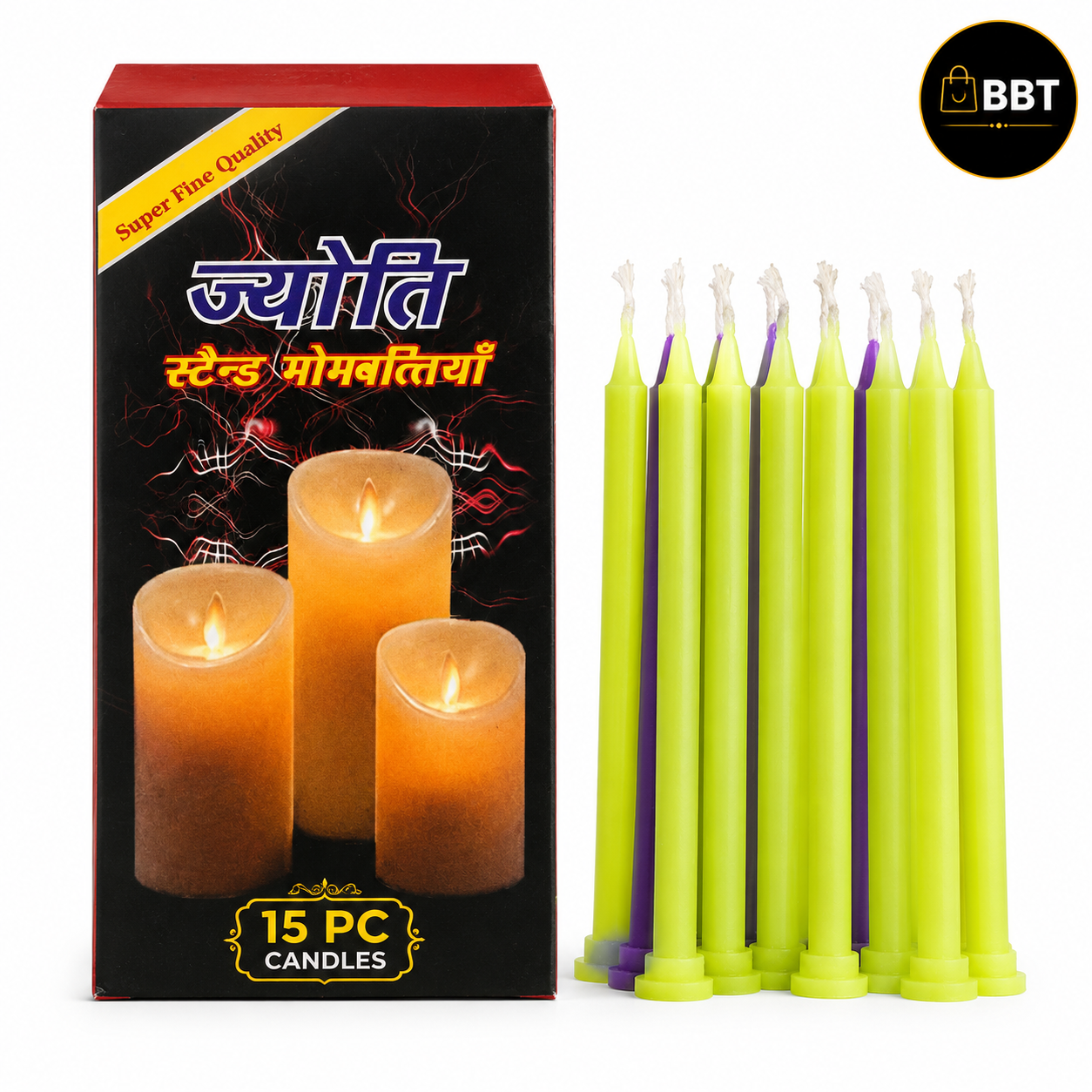 Jyoti Normal Stand Candle – 15Pc Pack | Decorative Festive Candles for Diwali & Home Décor