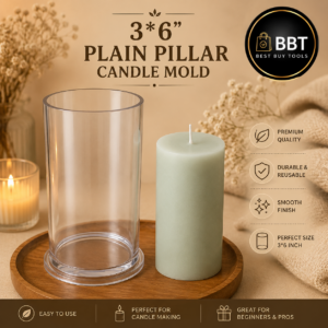 3×6 Inch Plain Pillar Candle Mold for DIY Candle Making | Reusable Candle Mould