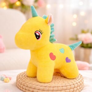 Yellow Unicorn Soft Toy – 25CM | Cute Plush Stuffed Toy for Kids