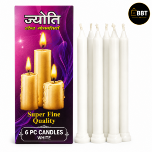 Jyoti Stand Candle – 6Pc Pack White | Decorative Festive Candles for Diwali & Home Décor
