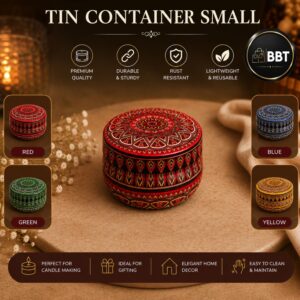 Decorative Tin Container Small for Candle Making with Lid - Multicolor
