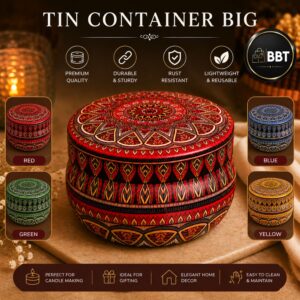 Decorative Tin Container Big for Candle Making with Lid - Multicolor