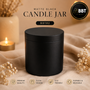 Imported Matt Black Candle Jar – 120ml | Premium Empty Candle Container for Luxury Candles BBT02