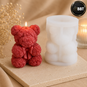 Bow Teddy Bear Rose Silicone Candle Mold for DIY Candle Making | Reusable Silicone Mould
