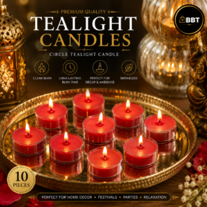 Circle Tealight Candle – Pack of 10 | Transparent Decorative Tealight Candles for Diwali, Home Decor
