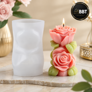 Double Rose Pillar Silicone Candle Mold for DIY Candle Making | Reusable Silicone Mould