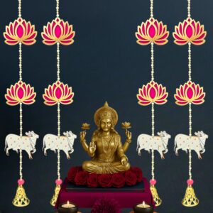 Lotus Hanging with Cow | Decorative Lotus Cow Hanging for Home, Pooja & Festive Décor