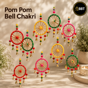 Pom Pom Ring Bell Chakri | Decorative Hanging for Home Décor, Crafts & Festive Decoration