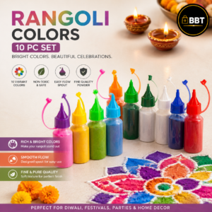 Rangoli Color Bottle Pack – 10 Colors | Decorative Rangoli Powder Set (Approx. 900g–1kg)