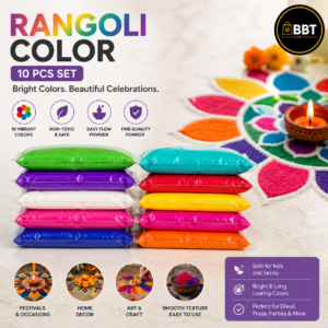 Rangoli Color Pouch Pack – 10 Colors | Decorative Rangoli Powder Set (Approx. 300–400g)