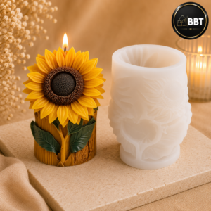 3D Sunflower Pillar Silicone Candle Mold for DIY Candle Making | Reusable Silicone Mould