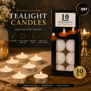 Tealight Candle 10PCS – 8GM (White) | Smokeless Decorative Tea Light Candles