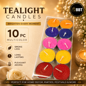 Tealight Candle 10PCS – 6GM (Multicolor) | Smokeless Decorative Tea Light Candles