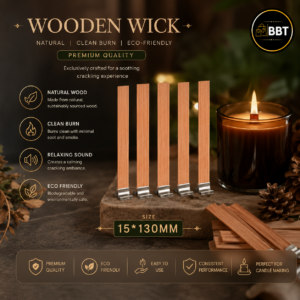 Wooden Wick with Sustainer – 15×130mm for Candle Making