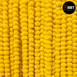Yellow Artificial Marigold Flowers – 5Pc Set | Decorative Genda Flowers for Hanging, Crafts & Festive Décor