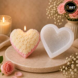 Designer Rose Heart Silicone Mold | 3D Candle Making Mold