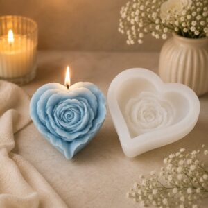 Heart Rose Silicone Mold | 3D Candle Making Mold