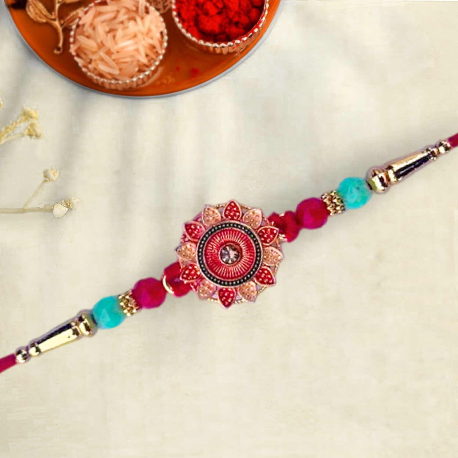 Premium Flower Rakhi | Designer Floral Rakhi for Brother – Raksha Bandhan (BBTR06)