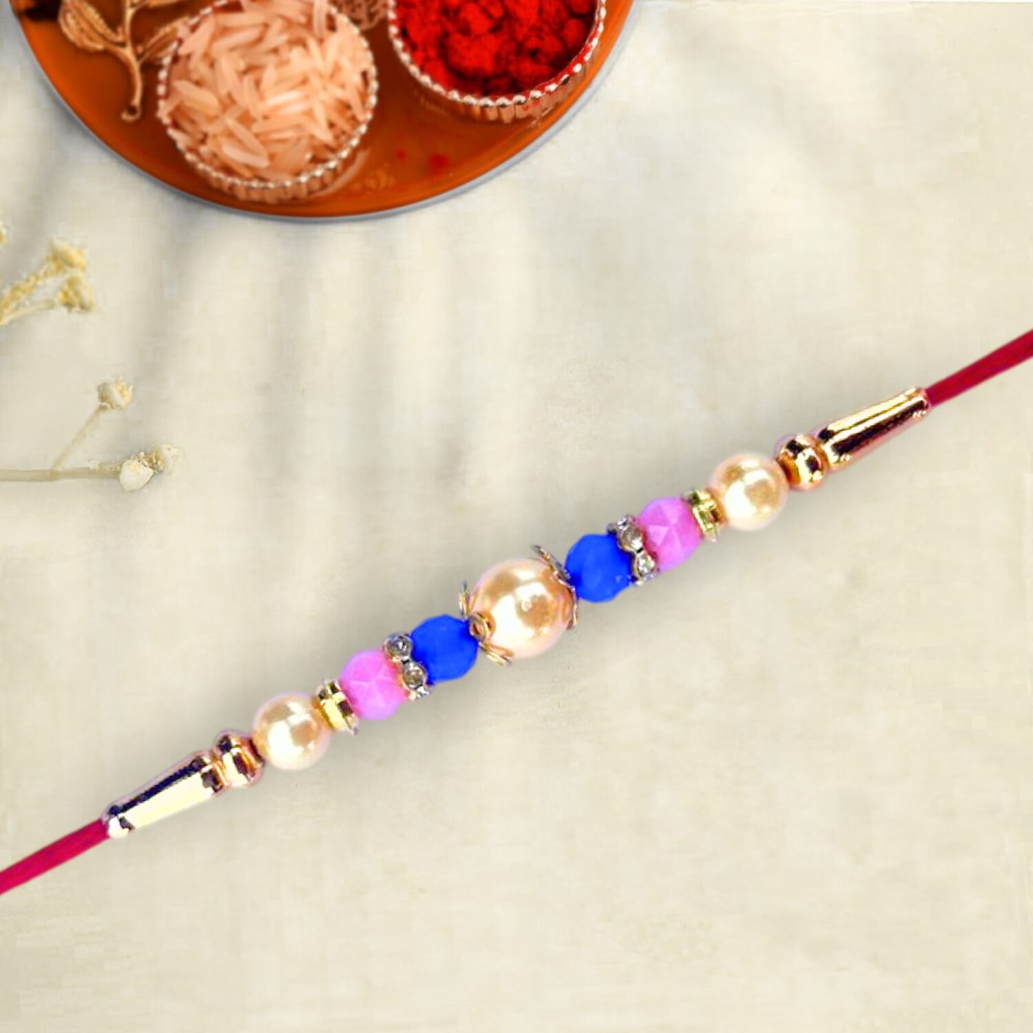 Multicolor Rakhi | Designer Pearl Rakhi for Brother – Raksha Bandhan - Per Dozen (BBTR07)