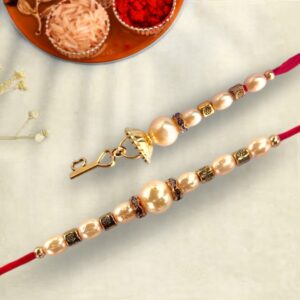 Golden Lumba Rakhi Pair | Bhai Bhabhi Rakhi Pair for Raksha Bandhan - Dozen per Pair (BBTR03)