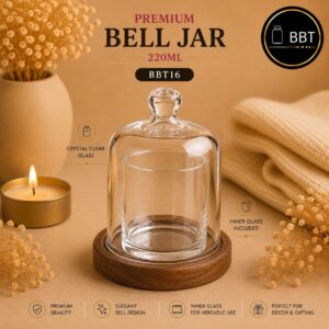 Premium Bell Glass Candle Jar – 220ml | Premium Glass Jar for Candle Making – BBT16