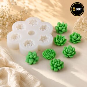 7 in 1 Succulent Plant Silicone Candle Mold | DIY Candle Making Reusable Mould - BBM15