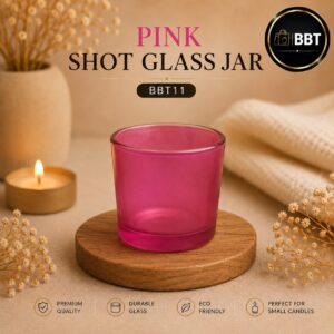 Pink Shot Glass Candle Jar – 50ml | Premium Glass Jar for Candle Making BBT11
